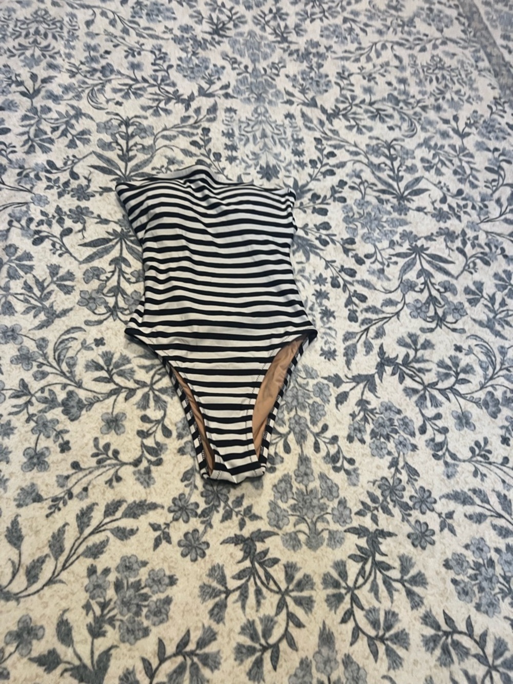 J Crew navy and white striped strapless XS swimsuit